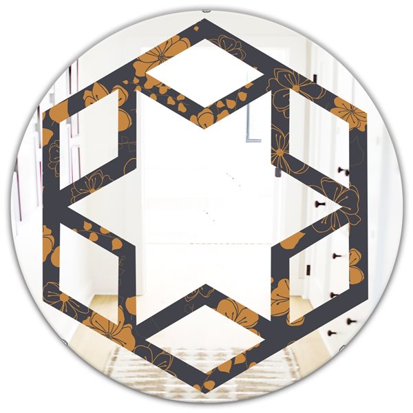 Designart 24-in Retro Handdrawn Poppies II Round Wall Mirror