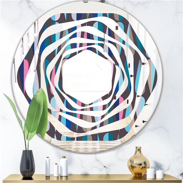 Designart 24-in x 24-in Retro Abstract Drops VIII Round Mirror MIR24533 ...