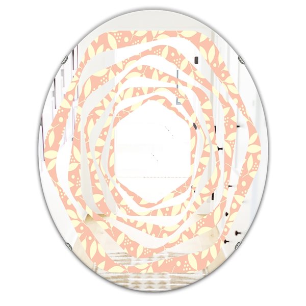 Designart 23.7-in x 35.4-in Retro Floral V Modern Oval Wall Mirror