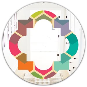 Designart 24-in x 24-in Retro Hexagon Pattern I Modern Round Mirror