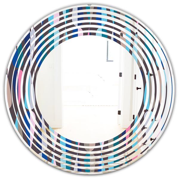 Designart 24 In Retro Abstract Drops VIII Modern Round Wall Mirror   330906795 MainImage 001 L 