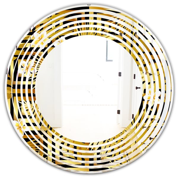 Designart 24-in x 24-in Modern gold luxury pattern Modern Mirror ...