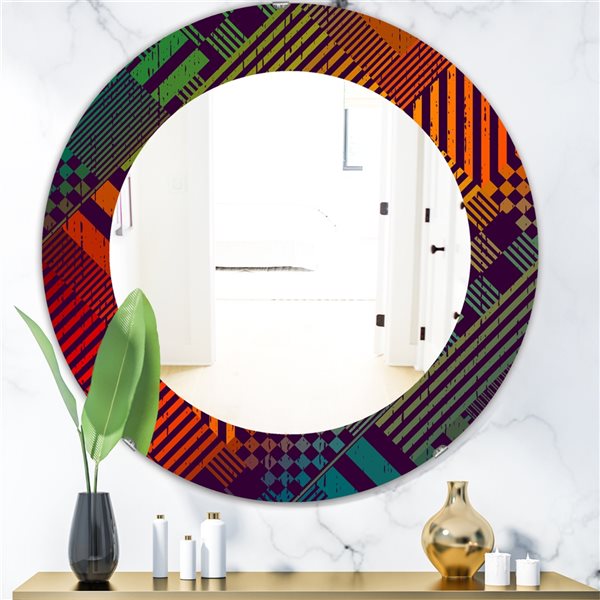 Designart 24-in x 24-in Grungy Geometric Modern Mirror Wall Mirror ...