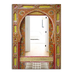 Designart 35.4-in x 23.6-in Moroccan Entrance Door Traditional Mirror Wall Mirror