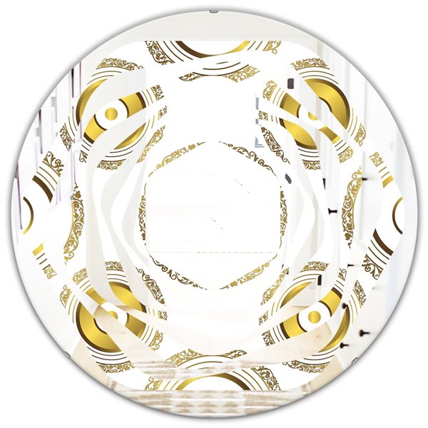Designart 24-in x 24-in Circular Golden Pattern I Modern Round Wall ...