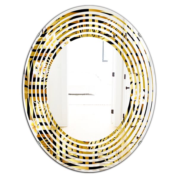 Designart 35.4-in x 23.7-in Modern gold luxury pattern Modern Oval Wall ...