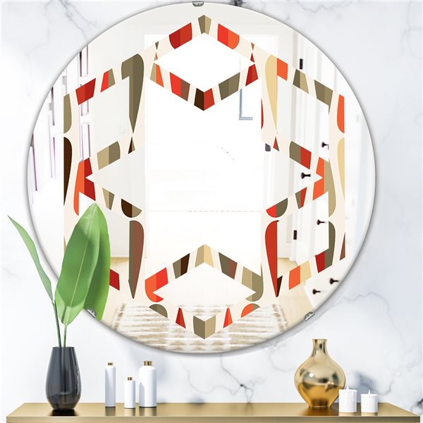 Designart 24-in x 24-in Retro Abstract Drops IV Modern Round Wall Mirror