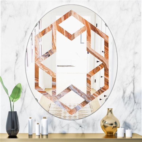 Designart 35.4-in x 23.7-in Marbled Geode 2 Modern Oval Mirror