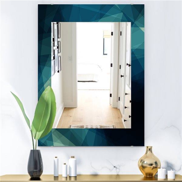 Designart 35.4-in x 23.6-in Shades Of Blue Modern Mirror Wall Mirror