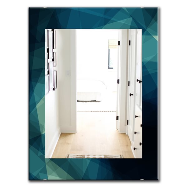 Designart 35.4-in x 23.6-in Shades Of Blue Modern Mirror Wall Mirror