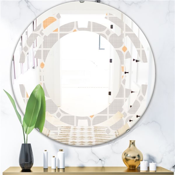 Designart 24-in x 24-in Retro Geometrical Pattern II Modern Round Wall Mirror
