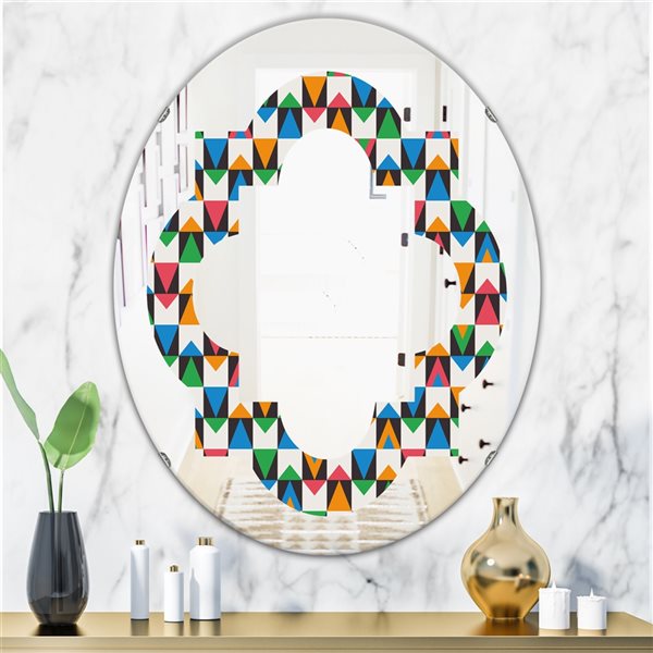 Designart 35.4-in x 23.7-in Retro Ornamental Design II Oval Wall Mirror