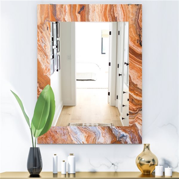 Designart 35.4-in x 23.6-in Marbled Geode 2 Traditional Mirror Wall Mirror