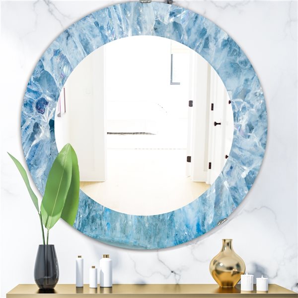 Designart 24-in x 24-in Geode Interior With Light Blue Crystals Mirror ...