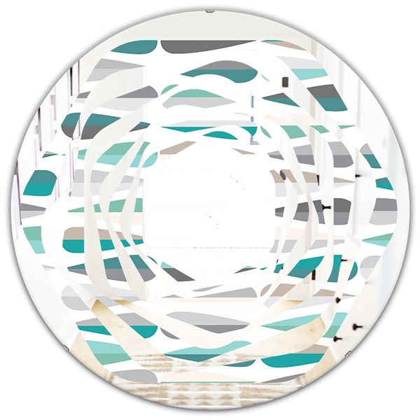 Designart 24-in Retro Abstract Drops III Modern Round Wall Mirror ...