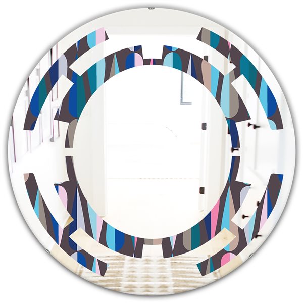 Designart 24-in Retro Abstract Drops VIII Round Wall Mirror MIR24533-C1 ...