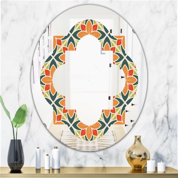 Designart 23.7-in x 35.4-in Retro Floral Pattern IV Oval Wall Mirror