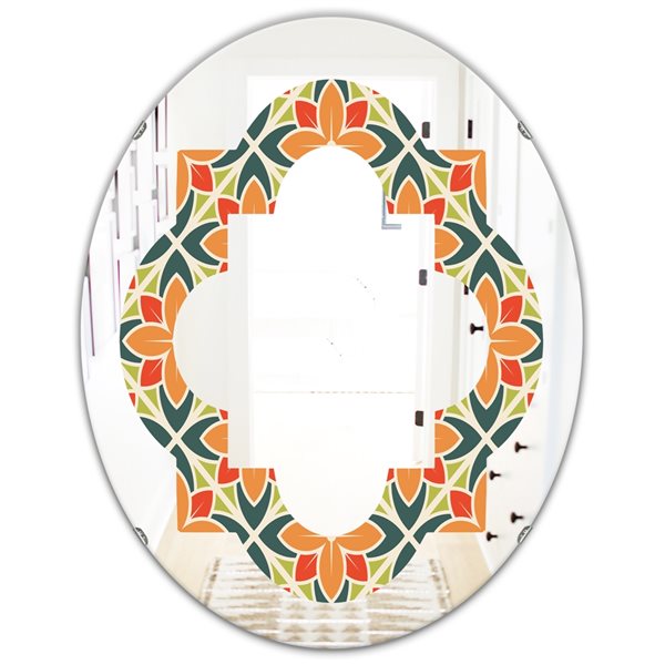 Designart 23.7-in x 35.4-in Retro Floral Pattern IV Oval Wall Mirror
