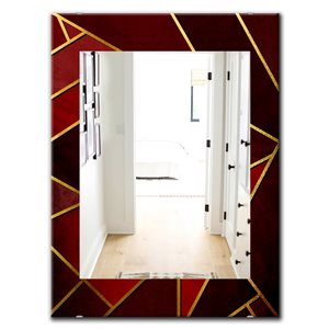 Designart 35.4-in x 23.6-in Capital Gold Honeycomb 12 Modern Mirror Wall Mirror