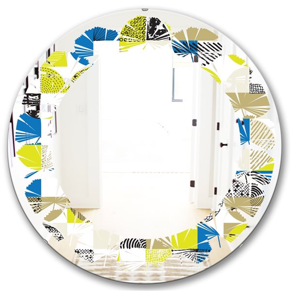 Designart 24-in x 24-in Circular Retro Design I Modern Wall Mirror ...
