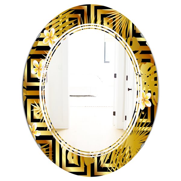 Designart 35.4-in x 23.7-in Modern gold luxury pattern Modern Mirror | RONA