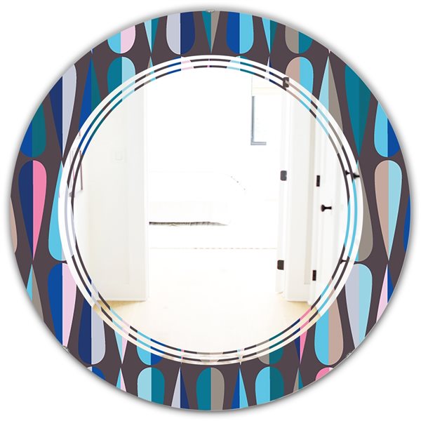 Designart 24-in x 24-in Retro Abstract Drops VIII Round Wall Mirror ...