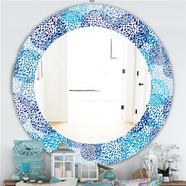 Designart 24-in x 24-in Sea Motif Pattern Traditional Mirror Wall Mirror