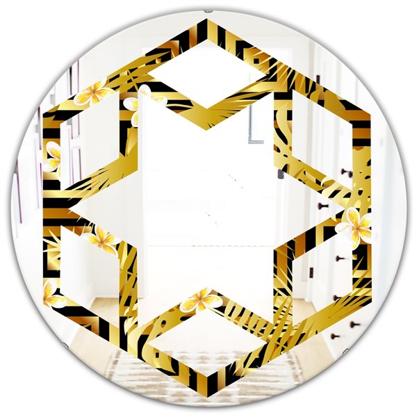 Designart 24 In X 24 In Modern Gold Luxury Pattern Round Wall Mirror   330906964 MainImage 001 L 