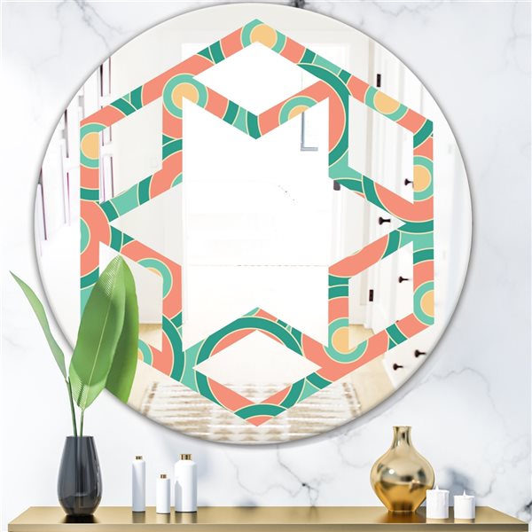 Designart 24-in x 24-in Retro Circular Pattern VI Modern Round Wall Mirror