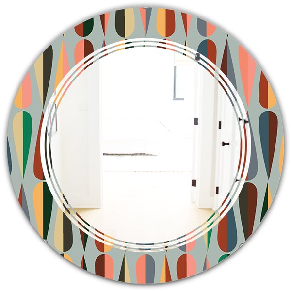 Designart 24 In Retro Abstract Drops IX Modern Round Wall Mirror   330906986 MainImage 001 L 