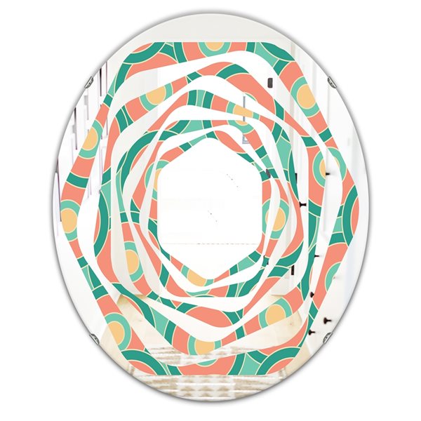 Designart 23.7-in x 35.4-in Retro Circular Pattern VI Oval Wall Mirror