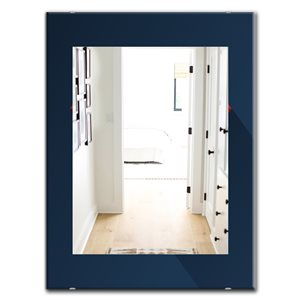 Designart 35.4-in x 23.6-in Simple Blue Modern Mirror Wall Mirror