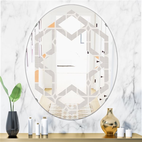 Designart 35.4-in x 23.7-in Retro Geometrical Pattern II Modern Oval Mirror
