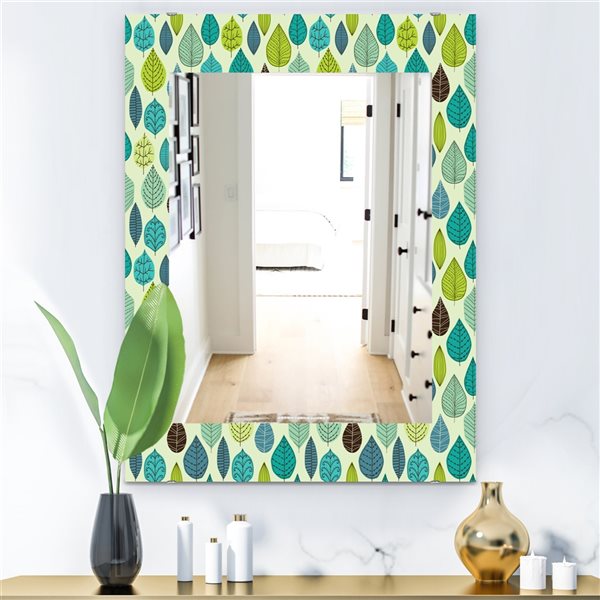 Designart 35.4-in x 23.6-in Texture With Leaf Mirror Wall Mirror