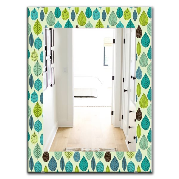 Designart 35.4-in x 23.6-in Texture With Leaf Mirror Wall Mirror