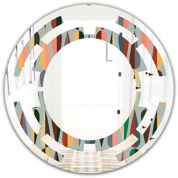 Designart 24-in Retro Abstract Drops IX Round Mirror MIR24536-C1-C24 | RONA