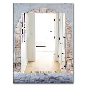 Designart 35.4-in x 23.6-in Stone Door Traditional Mirror Wall Mirror