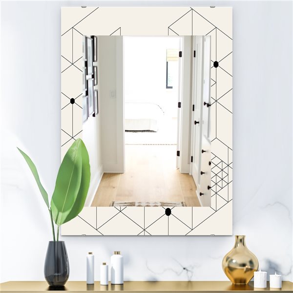 Designart 35.4-in x 23.6-in Triangular Spacy Spheres 1 Mirror Wall Mirror