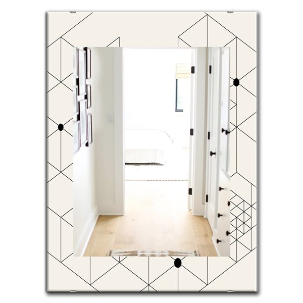 Designart 35.4-in x 23.6-in Triangular Spacy Spheres 1 Mirror Wall Mirror