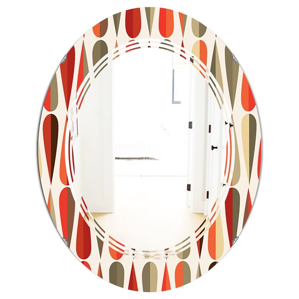 Designart 35.4-in x 23.7-in Retro Abstract Drops IV Modern Oval Mirror ...