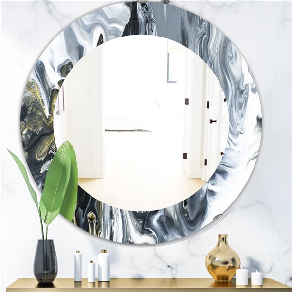 Designart 24-in x 24-in Marbled Geode 13 Mirror Wall Mirror MIR19180 ...