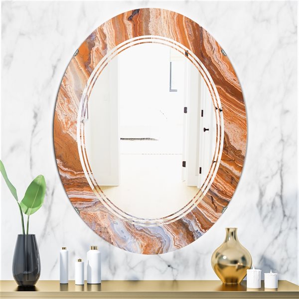 Designart 23.7-in x 35.4-in Marbled Geode 2 Modern Oval Mirror