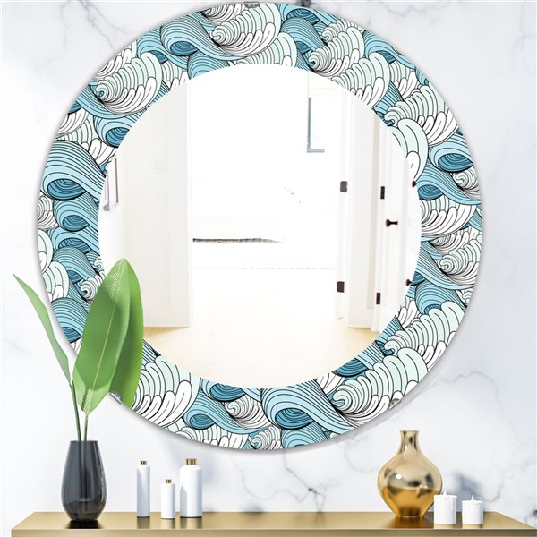 Designart 24-in x 24-in Great Wave Inspiration Traditional Mirror Wall ...