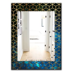 Designart 35.4-in x 23.6-in Capital Gold Honeycomb 11 Modern Vanity Mirror Wall Mirror