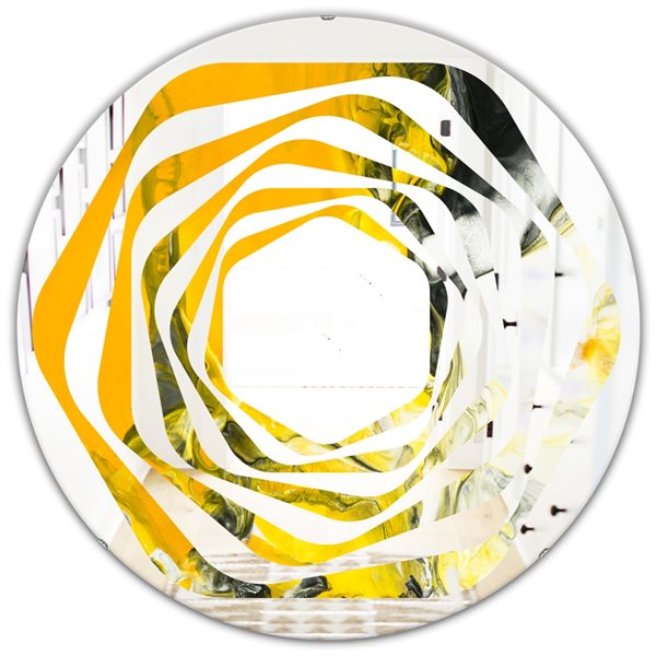 Designart 24-in x 24-in Marbled Yellow 6 Modern Round Mirror