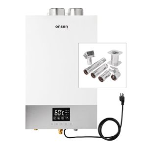 Chauffe-eau résidentiel Onsen 3,7 gal/min 97 000 BTU 14 L intérieur sans réservoir propane