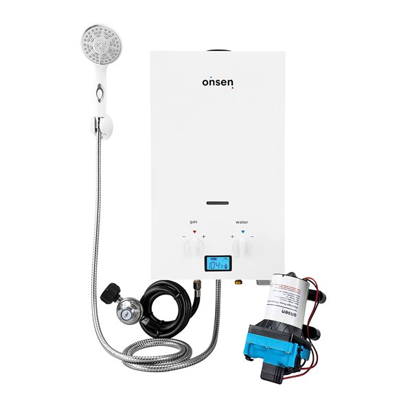 Onsen 7L 1.8 Gal/Min 50,000 BTU Outdoor Liquid Propane Tankless Water Heater with 3.0 Pump