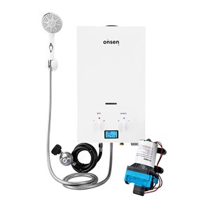 Onsen 7L 1.8 Gal/Min 50,000 BTU Outdoor Liquid Propane Tankless Water Heater with 3.0 Pump