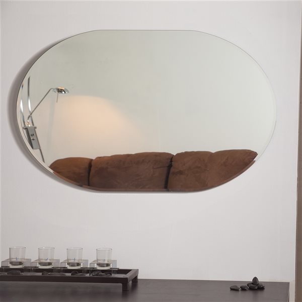 Décor Wonderland 23.6-in Oval Frameless Bathroom Mirror