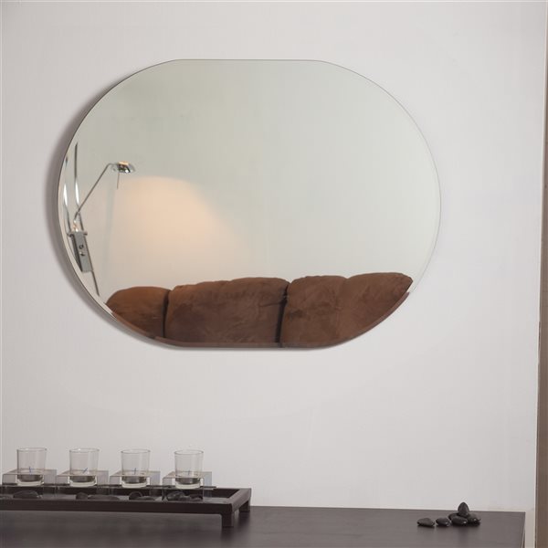 Décor Wonderland 22-in Oval Frameless Bathroom Mirror